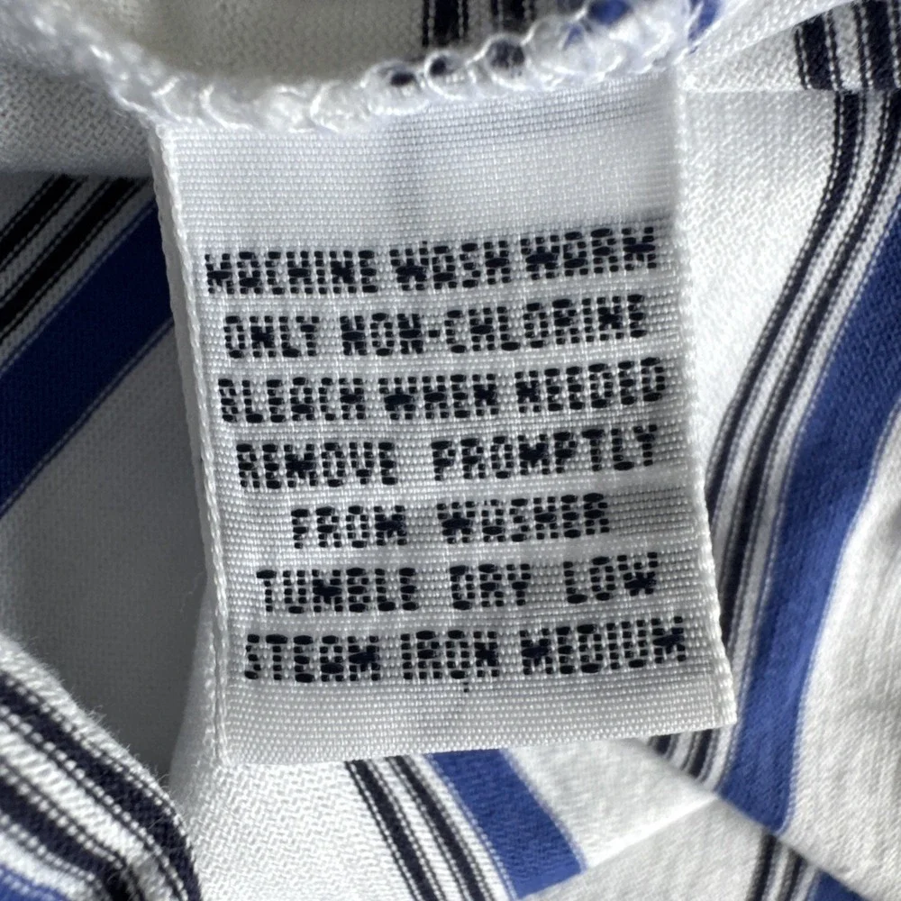 Ralph Lauren Polo Golf Cotton Shirt Men's L White‎ Blue Stripe Short Sleeve